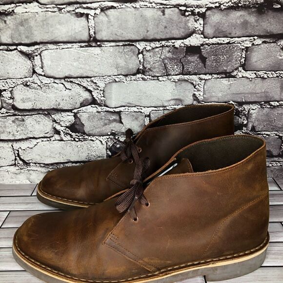 Clarks Bushacre 2 Brown Leather Lace Up Desert Ankle Chukka Boots Men Sz 13M US - Picture 9 of 15